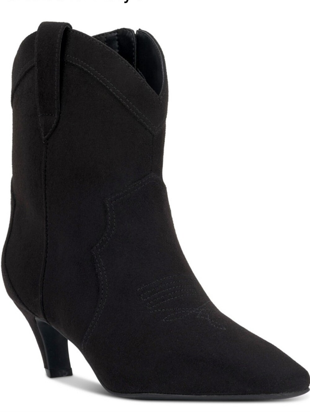 INC International Concepts NEW Black Suede Western Kitten Heel Ankle Booties